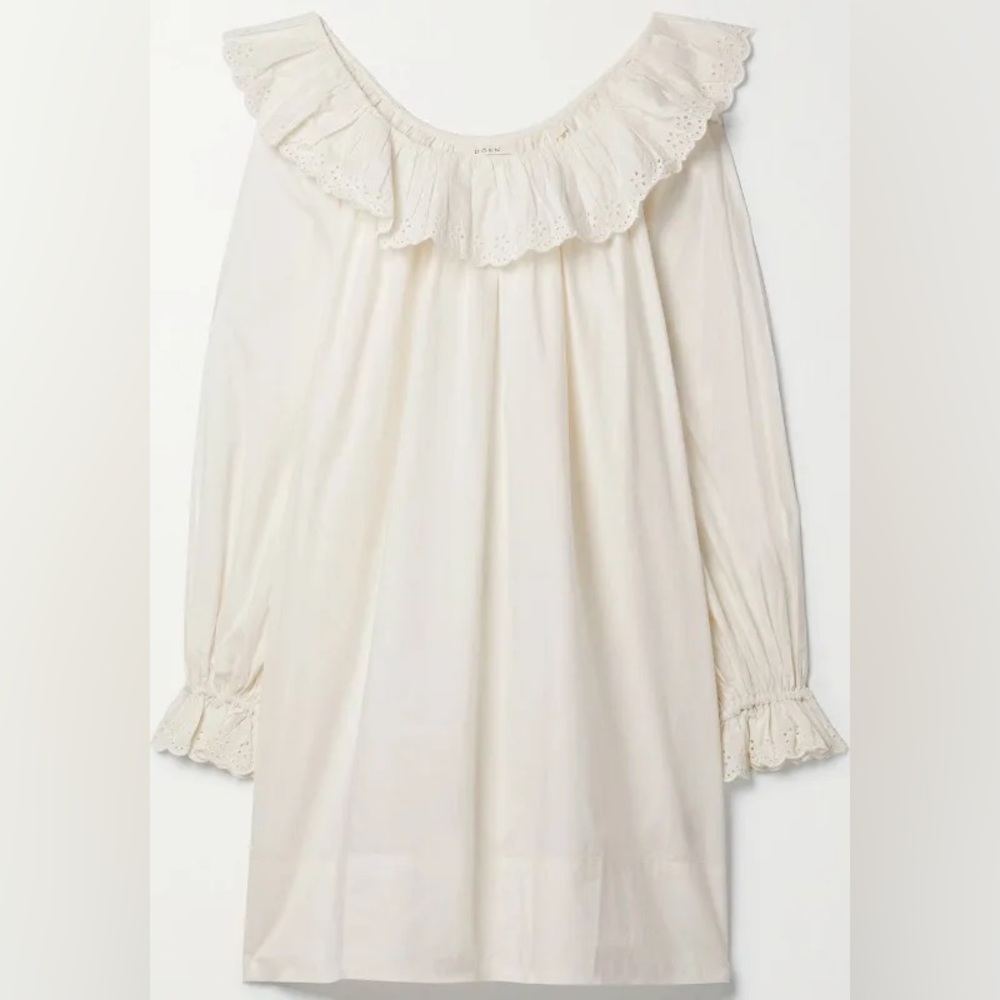 Doen + Net Sustain Wynne Broderie Anglaise-trimmed Organic Cotton-poplin Mini